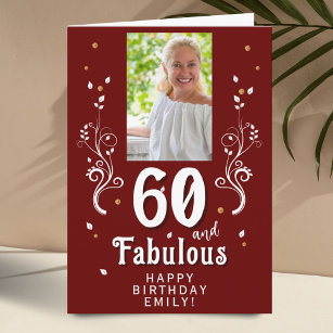 60 und fabelhaftes Foliage Red 60. Geburtstags-Fot Karte