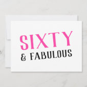 60. und fabelhaftes Pink 60. Geburtstag Einladung (Rückseite)