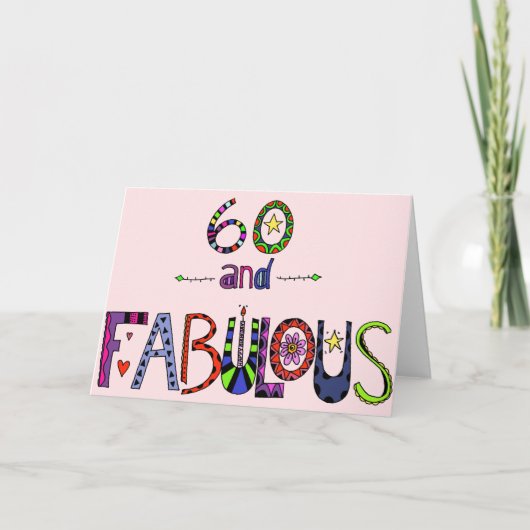 60 und Fabulous 60. Geburtstag Karte (Vorderseite)