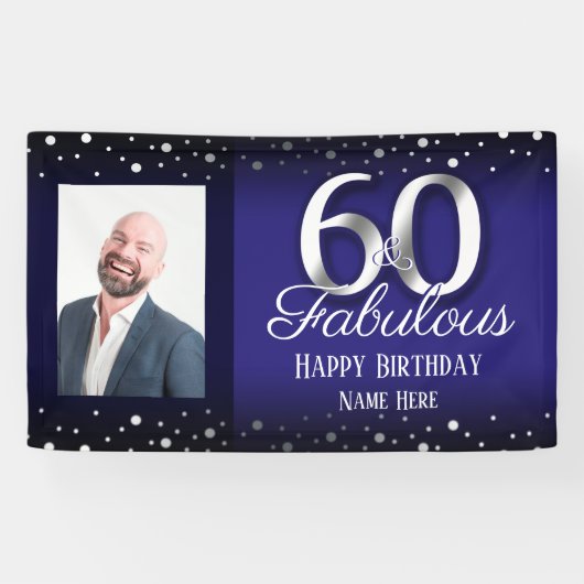 60 und Fabulous Birthday Confetti Foto Banner (Horizontal)
