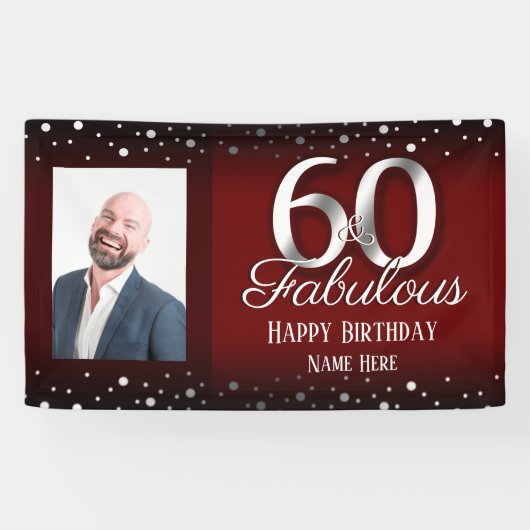60 und Fabulous Birthday Confetti Foto Banner (Horizontal)