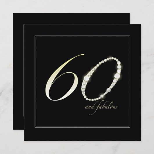 60 und Fabulous Einladung (Vorne/Hinten)
