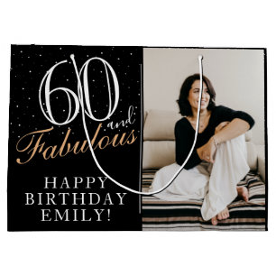 60 und Fabulous Elegant 60. Geburtstag 2 Foto Große Geschenktüte