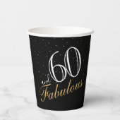 60 und Fabulous Elegant White Script Geburtstag Pappbecher (Rückseite)