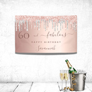 60 und Fabulous Geburtstags-Roségold-Glitter-Silbe Banner
