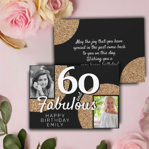 60 und fabulous Gold Glitzer 2 Foto 60. Geburtstag Karte