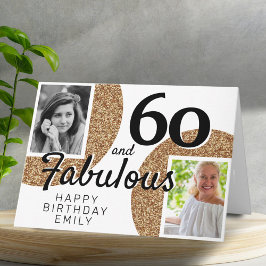 60 und fabulous Gold Glitzer 2 Foto 60. Geburtstag Karte