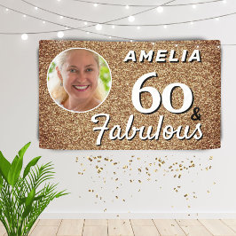 60 und fabulous Gold Glitzer 60. Geburtstag Foto Banner
