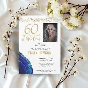 60 und Fabulous Gold Ornament 60. Geburtstag Foto  Einladung