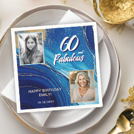 60 und Fabulous Marble Glitzer 2 Foto Geburtstag Serviette