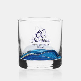 60 und Fabulous Marble Glitzer Geburtstagsparty Whiskyglas