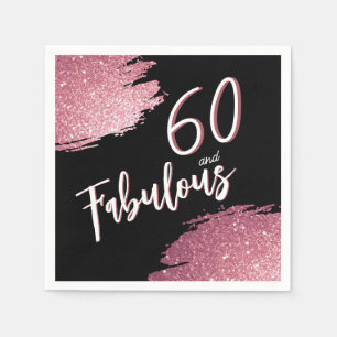 60 und fabulous Pink Glitzer 60. Geburtstag Serviette