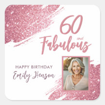 60 und Fabulous Pink Glitzer Foto 60. Geburtstag