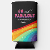 60 und Fabulous Rainbow Birthday Party Custom Selters Dosenkühler (Vorderseite)