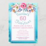 60 und Fabulous Sixtieth Birthday Party Einladung<br><div class="desc">Feiern Sie zum 60. und 60. Geburtstag ein hübsches High Tea oder Garden Party. Pink und Blue Floral 60 und fabulous 60. Geburtstag Einladung mit eigenen Details. Schöne rosa,  lila Lavendel und grüne Gartenfloralen. Blüten von Pfingsten und Rose in prächtigen,  lebendigen Sommergarten-Farben.</div>