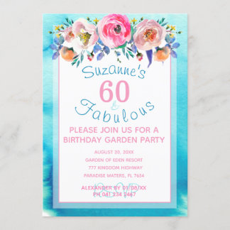 60 und Fabulous Sixtieth Birthday Party Einladung