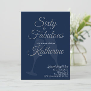 60 und Fantastisch 60. Geburtstagsfeier Blaues S Einladung