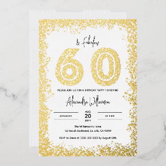 60 und Fantastisch 60. Geburtstagsfeier Echtgold Folieneinladung