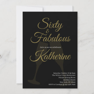 60 und Fantastisch | 60. Geburtstagsfeier Schwarz Einladung