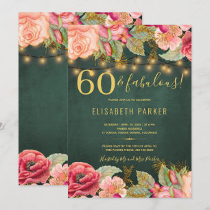 60 und fantastisch floral elegant 60. Geburtstagsf Einladung