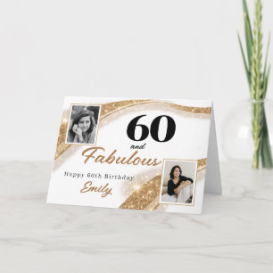 60 und Fantastisch Gold Glitter Foto 60. Geburtsta Karte