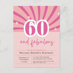 60 und fantastisch Rosa 60. Geburtstagseinladung Postkarte
