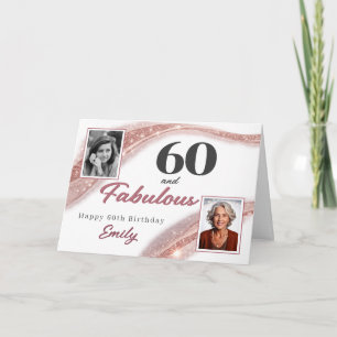 60 und Fantastisch Roségold-Foto 60. Geburtstag Karte