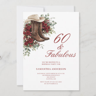 60 und Fantastisch Rote westliche Blumen zum 60. G Einladung