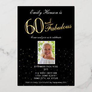 60 und Fantastisch Schwarz 60. Geburtstag Gold Folieneinladung