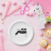 60 und funkelnde Hand, schwarz und weiß gezogen Pappteller (Party)