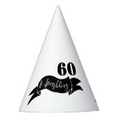 60 und funkelnde Hand, schwarz und weiß gezogen Partyhütchen (Vorderseite)