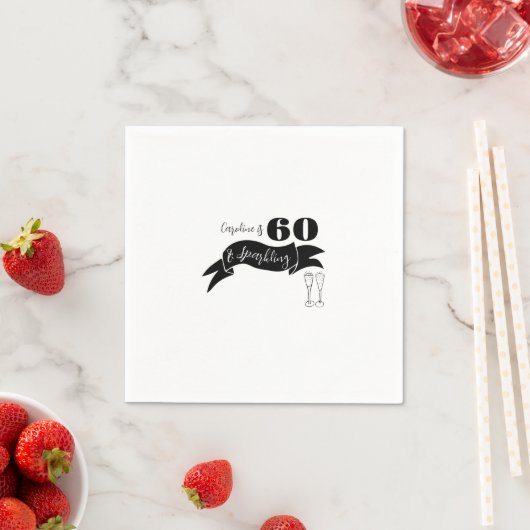 60 und funkelnde Hand, schwarz und weiß gezogen Serviette (Beispiel)