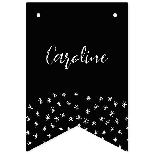 60 und funkelnde Hand, schwarz und weiß gezogen Wimpelkette (Erste Fahne)