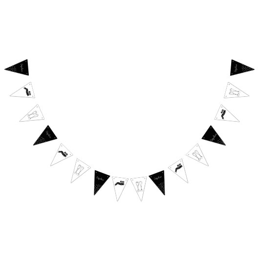 60 und funkelnde Hand, schwarz und weiß gezogen Wimpelkette (Alle)