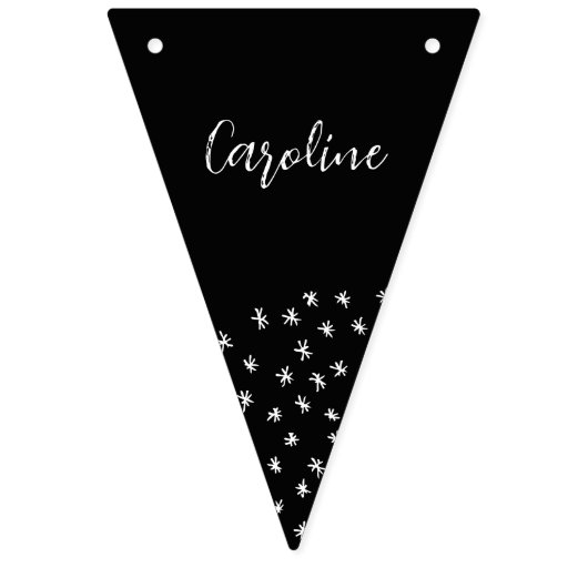 60 und funkelnde Hand, schwarz und weiß gezogen Wimpelkette (Erste Fahne)