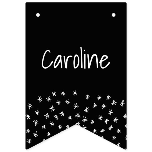 60 und funkelnde Hand, schwarz und weiß gezogen Wimpelkette (Erste Fahne)