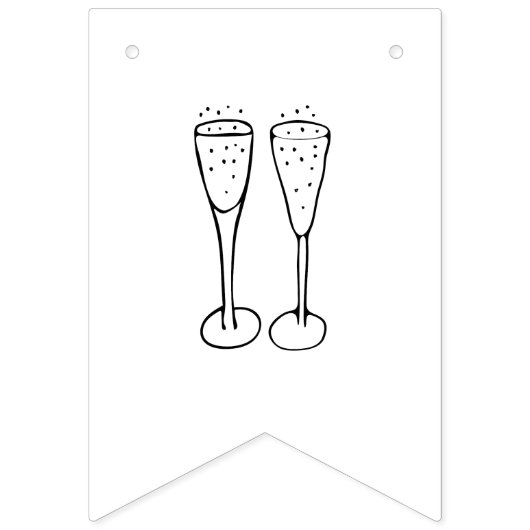 60 und funkelnde Hand, schwarz und weiß gezogen Wimpelkette (Dritte Fahne)