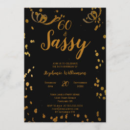 60 und Sassy 60. Geburtstag schwarz | Imitate Gold Einladung
