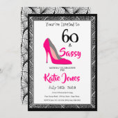 60 und Sassy 60. Geburtstagsparty Einladung (Vorne/Hinten)