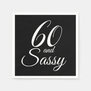 60 und Sassy Black and White Geburtstagsparty Serviette