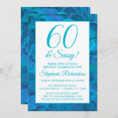 60 und Sassy Ocean Blue Aquamarin Birthday Party Einladung (Vorne/Hinten)