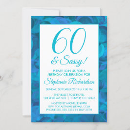 60 und Sassy Ocean Blue Aquamarin Birthday Party Einladung
