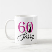 60 und Sassy rosa Glitzer-60. Geburtstag Kaffeetasse (Links)