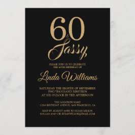 60 und Sassy schwarzes Gold60. Geburtstags-Party Einladung