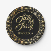 60. und schlichtes elegantes Black Gold 60. Party Pappteller (Vorderseite)