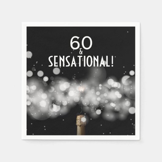 60 und Sensational Champagne Party Napkins Serviette (Vorderseite)