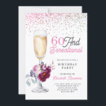 60 und sensationelle Geburtstagsparty Einladung<br><div class="desc">Eine stilvolle,  moderne 60-köpfige Geburtstagsparty mit einem Blumensekt,  einem Sprinkle Glitzer und kalligrafischer Rosa- und Schwarztypografie.</div>