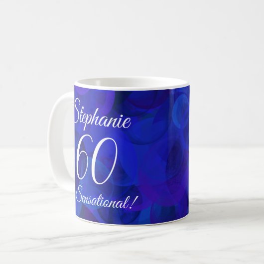 60 und sensationelles Elegant Royal Blue Birthday Kaffeetasse (Vorderseite Links)
