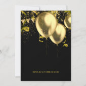 60 und Sparkling Gold und Black Birthday Einladung (Rückseite)