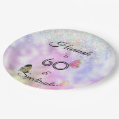 60 und spektakuläre Glittery Butterflies Geburtsta Pappteller (Schrägansicht)